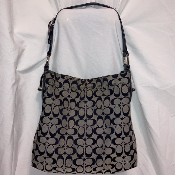 Classic Black Coach Signature C handbag • approx 12” x 14” - Picture 4 of 12